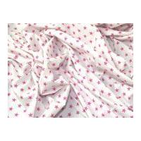 10mm Star Print Cotton Dress Fabric Cerise Pink on White
