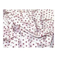10mm Star Print Cotton Dress Fabric Raspberry on White