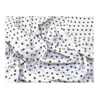 10mm Star Print Cotton Dress Fabric Black on White