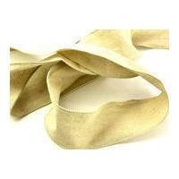 10cm Wired Edge Plain Linen Rustic Ribbon Beige