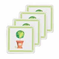 10cm Set Of 4 Herb Pot Cork Backed Coasters