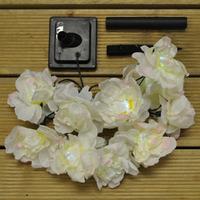 10 White Rose Flower LED String Lights (Solar) by Smart Solar