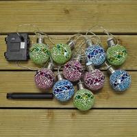 10 led mosaic ball string lights dual power solar and battery by gardm ...