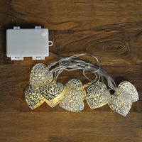 10 LED Silver Filigree Valentine\'s Heart String Lights (Battery) by Gardman