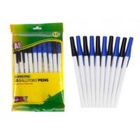 10 blue black red ball point pens writing desk school home office stat ...