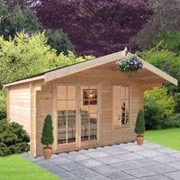 10X10 Cannock 28mm Tongue & Groove Timber Log Cabin with Felt Roof Tiles with Assembly Service