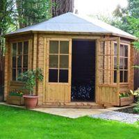 10X10 Belvoir 28mm Tongue & Groove Timber Log Cabin with Felt Roof Tiles with Assembly Service