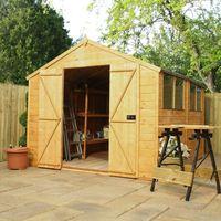 10ft x 8ft tradesman tongue and groove double door apex wooden shed wa ...