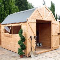 10ft x 8ft Dutch Barn Tongue and Groove Apex Garden Shed | Waltons