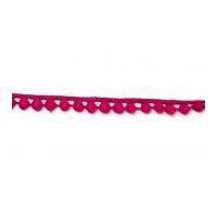 10mm Embroidered Pom Pom Lace Trimming Cerise Pink