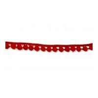 10mm Embroidered Pom Pom Lace Trimming Red