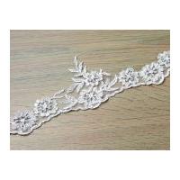 10cm Roxanne Embroidered & Beaded Couture Bridal Lace Trimming White