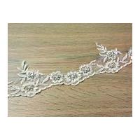 10cm Roxanne Embroidered & Beaded Couture Bridal Lace Trimming Porcelain