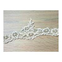 10cm Roxanne Embroidered & Beaded Couture Bridal Lace Trimming Ivory