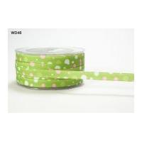 10mm May Arts Bubbles Print Grosgrain Ribbon Green