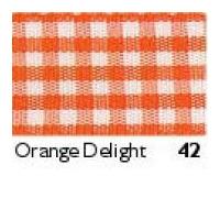 10mm berisford gingham ribbon 42 orange delight