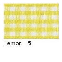 10mm Berisford Gingham Ribbon 5 Lemon