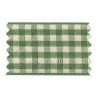 10mm berisford natural gingham print ribbon 2 green