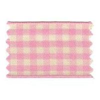 10mm Berisford Natural Gingham Print Ribbon 5 Pink