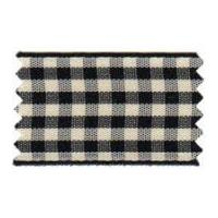 10mm Berisford Natural Gingham Print Ribbon 6 Black