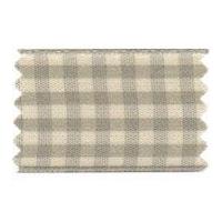 10mm Berisford Natural Gingham Print Ribbon 7 Grey