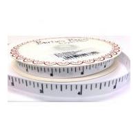 10mm Bertie\'s Bows Inch Tape Measure Grosgrain Ribbon White