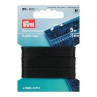 10mm prym plain cotton tape 5m black