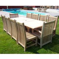 10 seater rectangular extending bath teak set