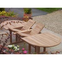 10 Seater Oval Double Extending Teak Set with Armchairs and Recliners