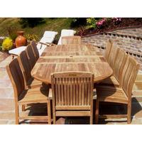 10 Seater Oval Double Extending Teak Set with Marlow Chairs