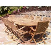 10 Seater Oval Extending Teak Set with Armchairs