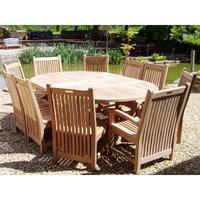 10 Seater Round Double Extending Bath Teak Set