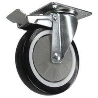 100MM SWIVEL CASTOR WITH BRAKE - STEEL/RUBBER WXDXH: 135 X 148 X 80