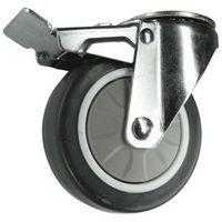 100MM SWIVEL CASTOR WITH BRAKE WITH SINGLE HOLE FIXING - POLYPROPYLENE/RUBB