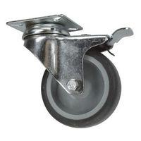 100MM SWIVEL CASTOR WITH BRAKE - THERMOPLASTIC RUBBER TYRE