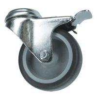 100MM SWIVEL CASTOR WITH BRAKE - THERMOPLASTIC RUBBER TYRE