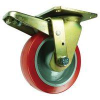 100MM SWIVEL BRAKED CASTOR, POLYURETHANE TYRED WHEEL