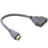 1080P HDMI 1 Male to 2 Female 1 In 2 Out Splitter Cable Adapter for Projector HDTV PC PS3 (Assorted Colors 0.28m 0.9Ft)