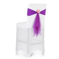 10PCS Wedding Banquet Decorations Organza Handmade Chair Cover Sashes With Artificial Rose Flower Events Supplies Party Decoration Chair Sash