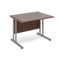 1000mm straight desk in walnut 800mm deep 25mm thick top single cable  ...