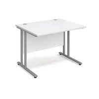 1000mm straight desk in white 800mm deep 25mm thick top single CABLE PORT ACCESS DELUX DOUBLE UPRIGHT LEGS FOR ST