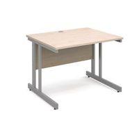 1000 LONG DOUBLE CANTILEVER DESK IN MAPLE, SILVER FRAME