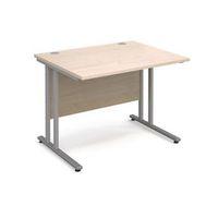 1000mm straight desk in maple 800mm deep 25mm thick top single CABLE PORT ACCESS DELUX DOUBLE UPRIGHT LEGS FOR ST