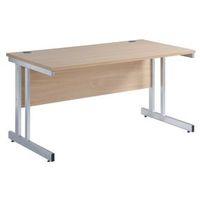 1000 LONG DOUBLE CANTILEVER DESK, SILVER FRAME