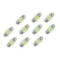 10Pcs 31mm 62835 Patch LED Car Light Bulb Warm Light DC12V