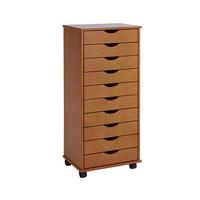 10-drawer Rolling Storage Unit, Oak, Wood