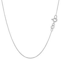 10k White Gold Classic Mirror Box Chain Necklace, 0.6mm