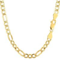 10k Yellow Gold Hollow Figaro Chain Necklace, 4.6mm