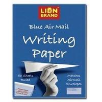 100 x Lion Blue Airmail Writing Paper Pad 178mmx229mm 50 Ruled Sheets (100 Pack)