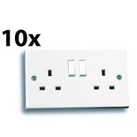 10 x 13A, Twin Switched Plug Socket Outlet to BS1363